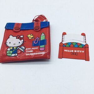 Vintage 1976 Hello Kitty Sanrio Red Vinyl Wallet Card Holder & Bed Memo Pad